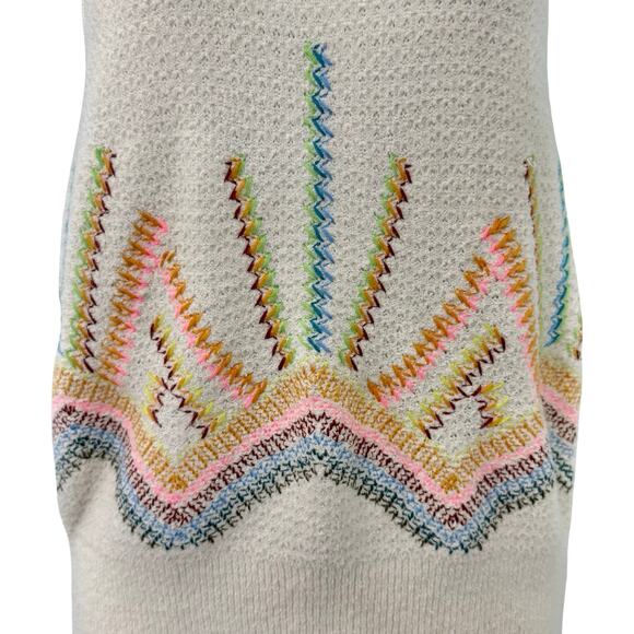 Anthropologie Cream Rainbow Cross Stitch Sunrise Embroidered Knit Tank Top Sz XS - Picture 12 of 12